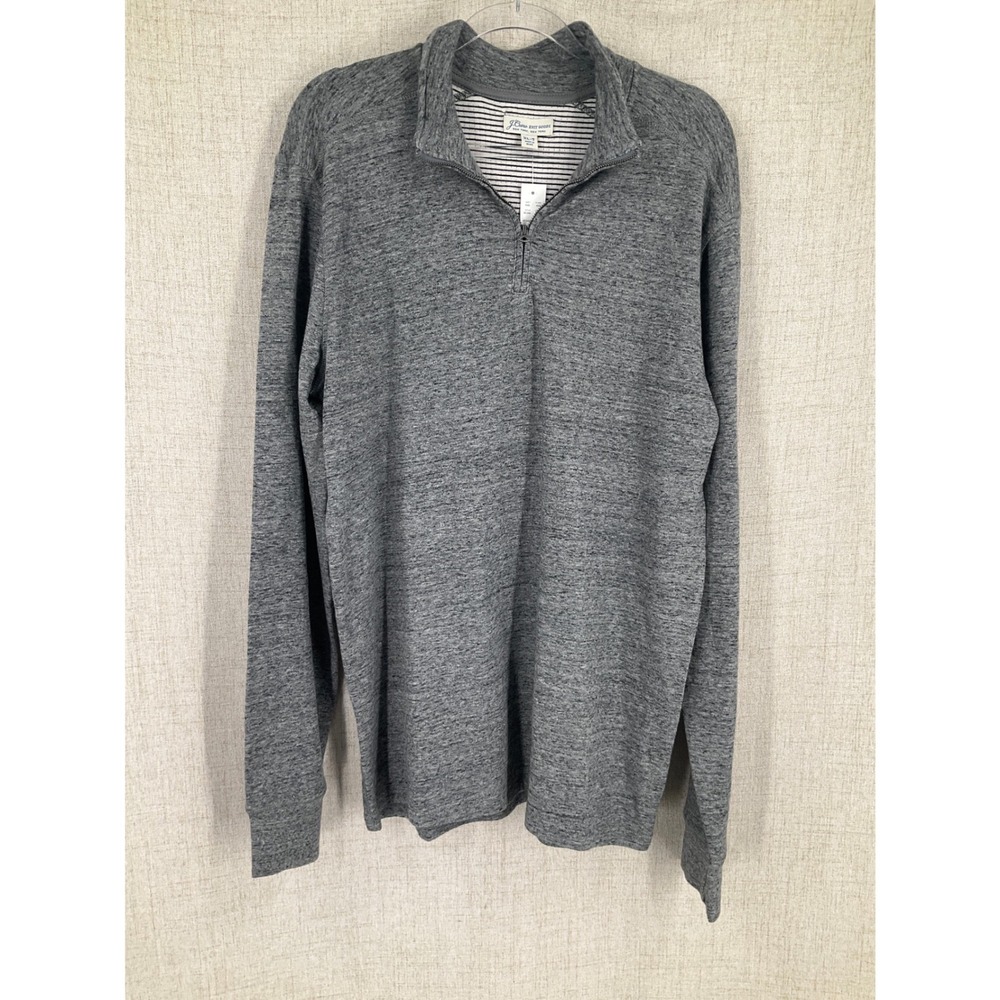 J.Crew Pullover Mens XL-Tall Gray Cotton Quarter-Zip Mock Neck Preppy NEW